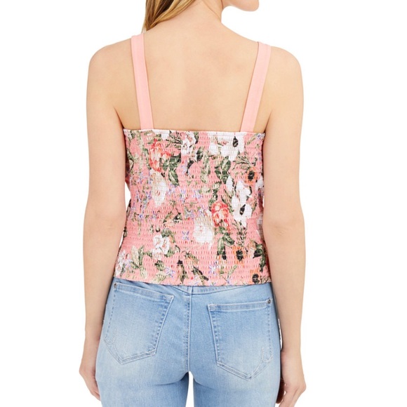 INC Ruched Floral Tie Tank Top Size M - Picture 2 of 3